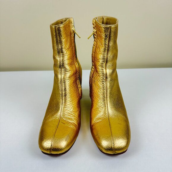EUC Maryam Nassir Zadeh Gold Agnes Pebbled Leather Ankle Boots - Picture 2 of 13